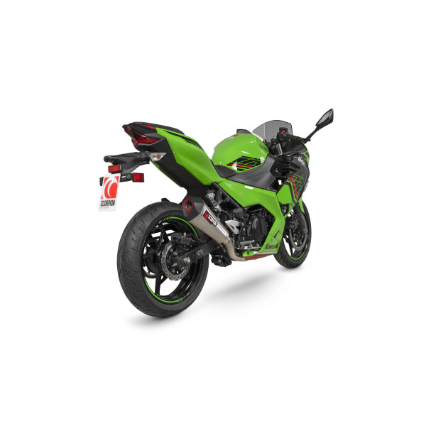 Scorpion Exhaust Kawasaki Ninja 400 2018 - 2023 Serket Taper Race System Brushed Stainless Steel Sleeve